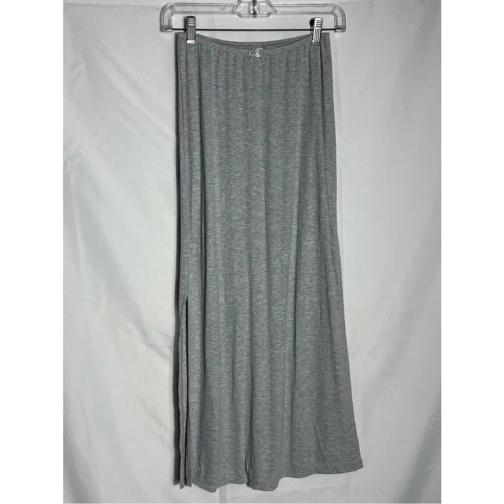 Auden Ribbed Pajama Skirt Gray Size XS Lounge Sleep Maxi Skirt NWOT Soft Stretch